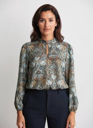 Blouse légère et transparente manches longues vert SUMMUM femme