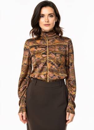 Top tissage jersey manches longues marron HIGH femme