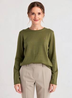 Pull coupe cintrée manches longues vert TOMMY HILFIGER femme