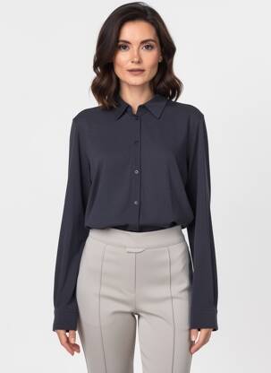 Chemisier coupe cintrée manches longues bleu JUVIA femme