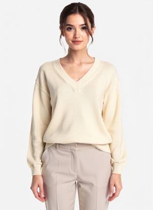 Pull col v manches longues beige SCAPA femme