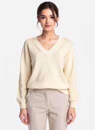 Pull col v manches longues beige SCAPA femme