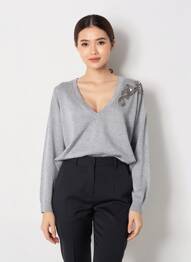 Pull tissage chiné manches longues gris LIU JO femme