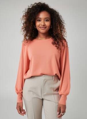 Pull stretch manches longues orange SUMMUM femme