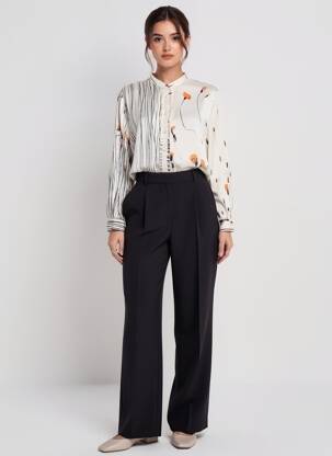Chemisier imprimé fantaisie manches longues beige HIGH femme