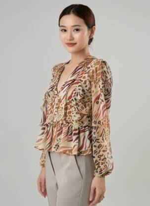 Blouse manches longues manches longues beige LIU JO femme
