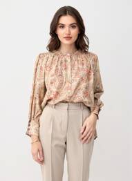 Chemisier imprimé fleurs manches 3/4 beige SUMMUM femme