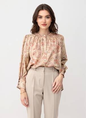 Chemisier imprimé fleurs manches 3/4 beige SUMMUM femme