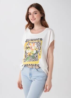 T-shirt stretch manches courtes beige MARC AUREL femme