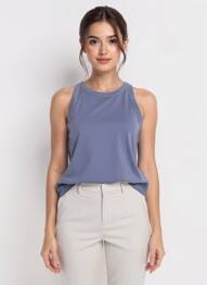 Débardeur stretch sans manche bleu JUVIA femme