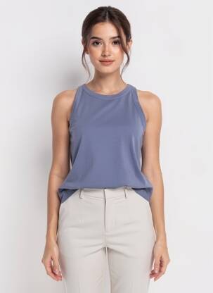 Débardeur stretch sans manche bleu JUVIA femme