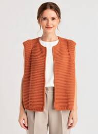 Gilet sans manche maille tricot orange STELLA FOREST femme