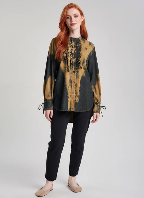Tunique manches longues fermeture boutonnée sur le devant noir HIGH femme