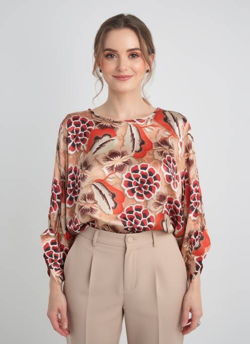 Blouse imprimé fleurs manches 3/4 orange SUMMUM femme