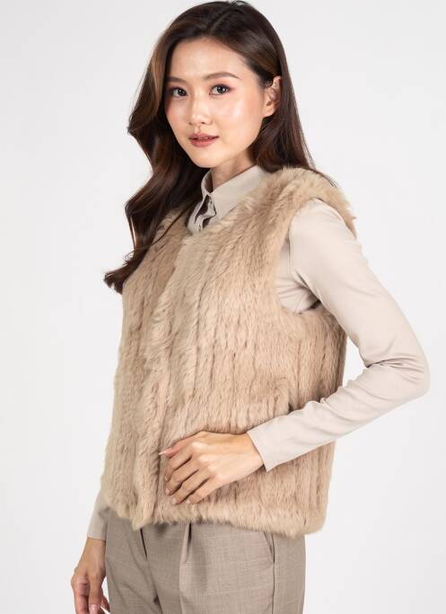 Gilet sans manche fourrure véritable marron OAKWOOD femme