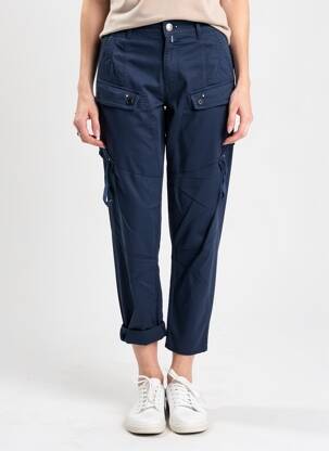 Pantalon cargo tissage popeline taille normale bleu HIGH femme