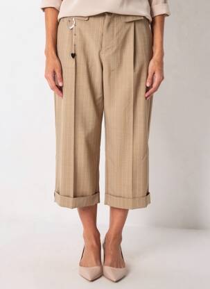 Pantalon 7/8 taille à pinces taille normale marron HIGH femme