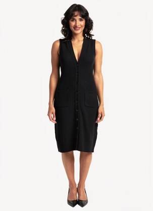 Robe mi-longue sans manche sans manche noir ANDIATA femme