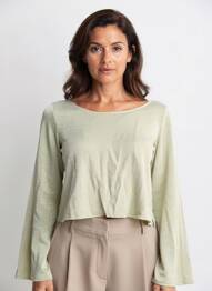 Top stretch manches longues vert NOO femme