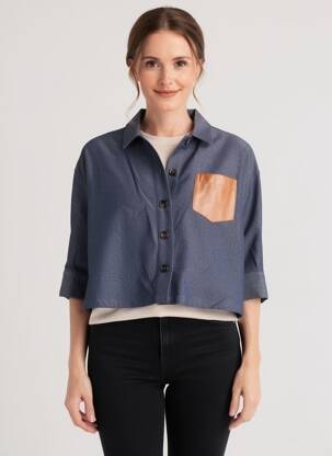 Veste casual coupe droite bleu PABLO femme