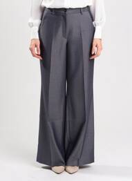 Pantalon large fermeture zippée sous rabat boutonné taille normale bleu PABLO femme