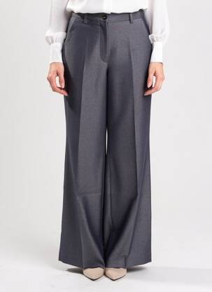 Pantalon large fermeture zippée sous rabat boutonné taille normale bleu PABLO femme