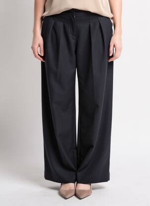 Pantalon large fermeture zippée sous rabat boutonné taille normale noir CONTREJOUR femme