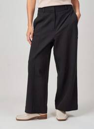 Pantalon large tissage crêpe taille normale noir H&M femme