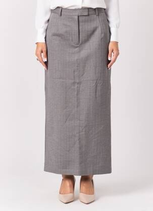 Jupe longue coupe droite gris H&M femme
