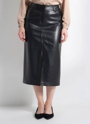 Jupe longue coupe droite noir SUNCOO femme