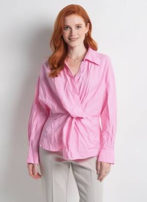 Chemisier coupe cintrée manches longues rose LE GER femme