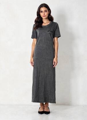 Robe longue manches courtes manches courtes noir ROSE GARDEN femme