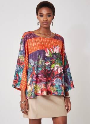 Top tissage jersey manches longues orange MARIE ANTOILETTE femme