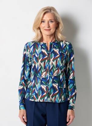 Chemisier coupe cintrée manches longues bleu DIANE LAURY femme