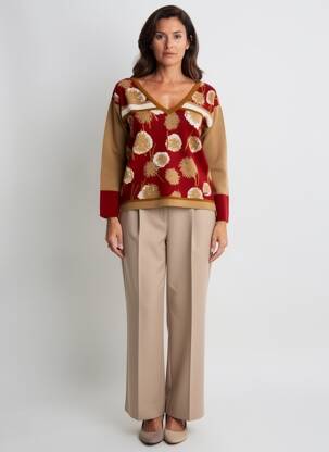 Pull coupe cintrée manches 3/4 orange AGATHE & LOUISE femme