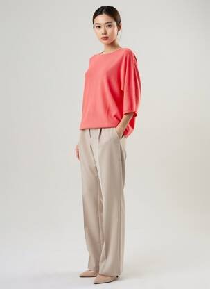Pull coupe cintrée manches 3/4 rose TRIPODE femme