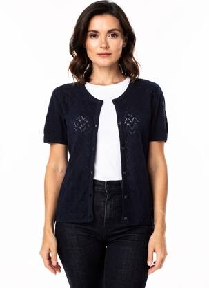 Gilet manches courtes fermeture boutonnée sur le devant bleu AGATHE & LOUISE femme