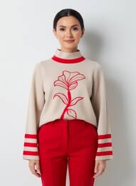 Pull coupe cintrée manches longues beige TINTA STYLE femme