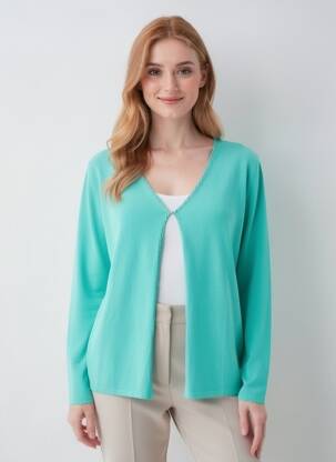Gilet manches longues stretch vert TRIPODE femme