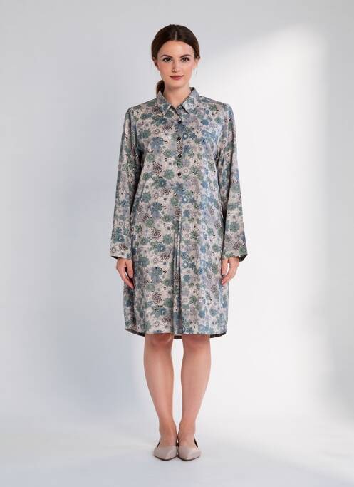 Robe mi-longue coupe fluide manches longues gris AGATHE & LOUISE femme