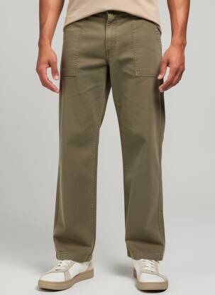 Pantalon droit taille normale taille normale vert IRON AND RESIN homme