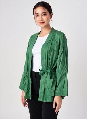 Veste kimono col v vert LOLA ESPELETA femme