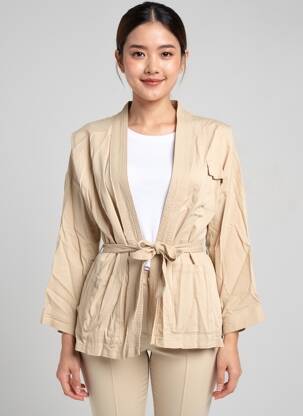 Veste kimono col v beige LOLA ESPELETA femme