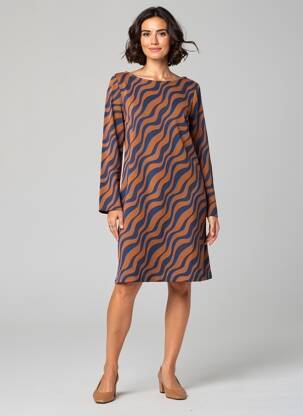 Robe mi-longue manches longues manches longues marron SURKANA femme