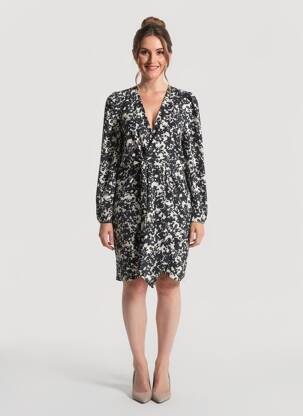Robe mi-longue coupe fluide manches longues noir MORGAN femme