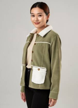 Veste casual poches vert AGATHE & LOUISE femme