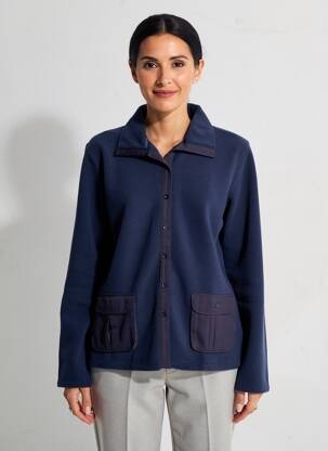 Polaire col chemisier bleu AGATHE & LOUISE femme