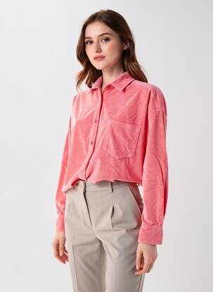 Chemisier coupe droite manches longues rose REIKO femme