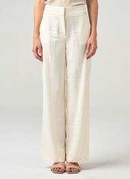 Pantalon large fermeture zippée sous rabat avec crochet taille normale beige KOCCA femme