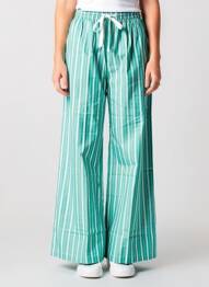 Pantalon large tissage popeline taille normale vert SUNCOO femme